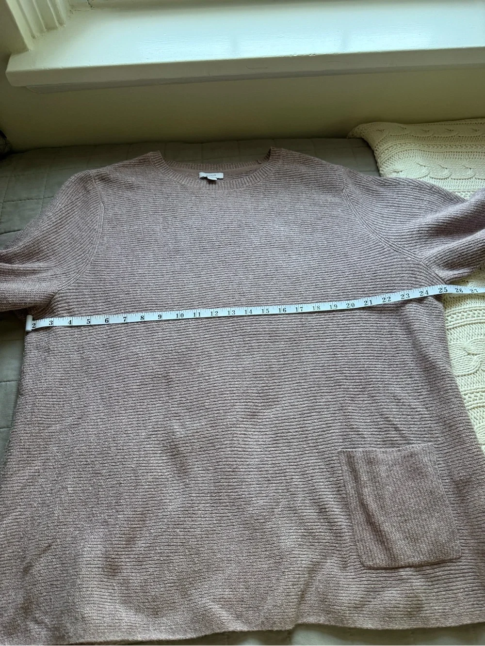 J. Jill Dusty Rose Lightweight Ribbed Crewneck Sweater with Pocket -XL